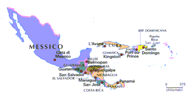 MONDO LATINO - Mapa de América Central