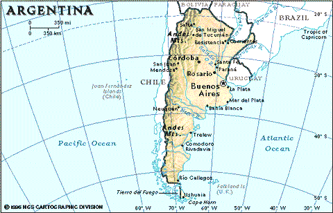 Mapa geográfico de Argentina