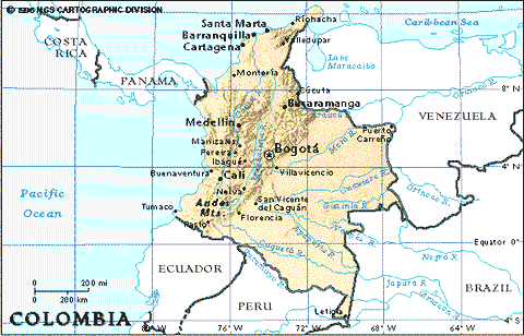 Mapa geográfico de Colombia