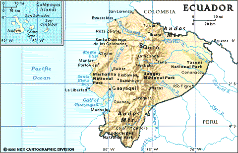 Mapa geográfico de Ecuador