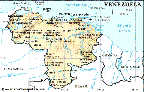 Mapa geográfico de Venezuela