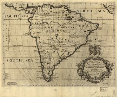 Provincia Gigante de las Indias - Paraguay,
ostentosamente como la Provincia Gigante de las Indias,
en este mapa inglés final del siglo XVII