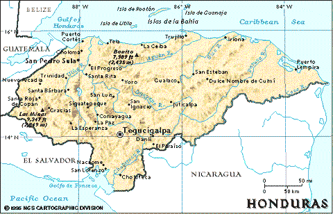 Mapa de  Honduras